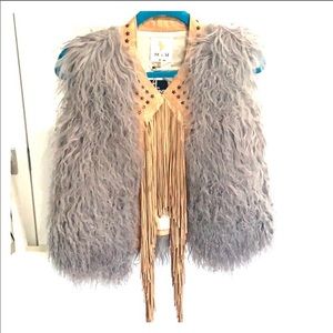💥NWT💥MiH jeans leather fringe sheepskin vest